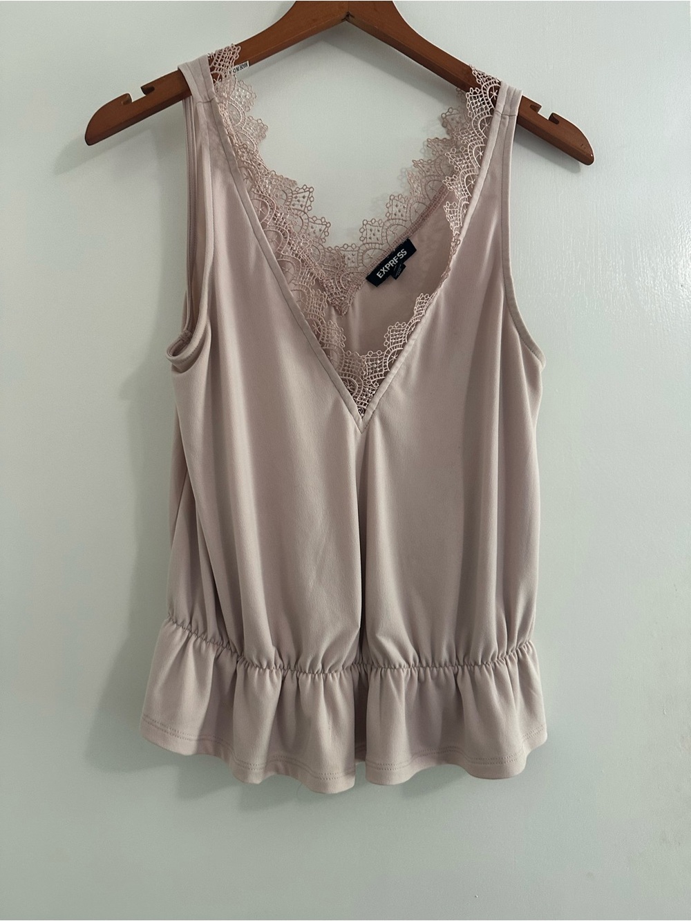 Express Blush Pink Lace Peplum Top Fairycore Boho XS